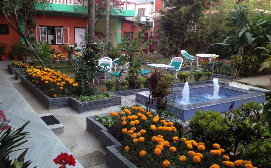 Seasonal Flower Garden of New Pokhara Lodge Lakeside Pokhara Nepal.